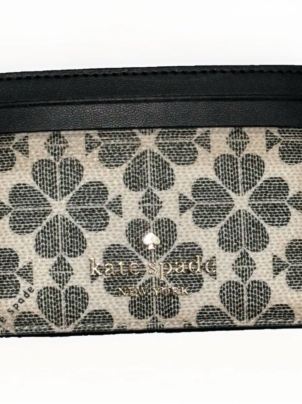 kate spade Black and Ivory Printed Wallet with Gold Logo